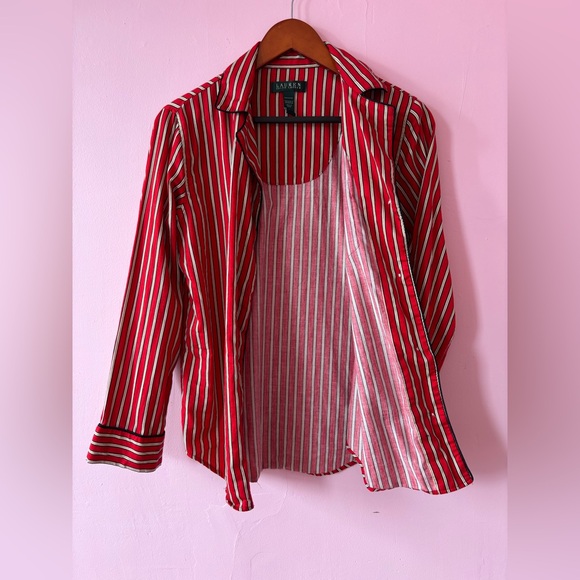 Lauren Ralph Lauren Red Striped Pajama Set - Picture 12 of 13